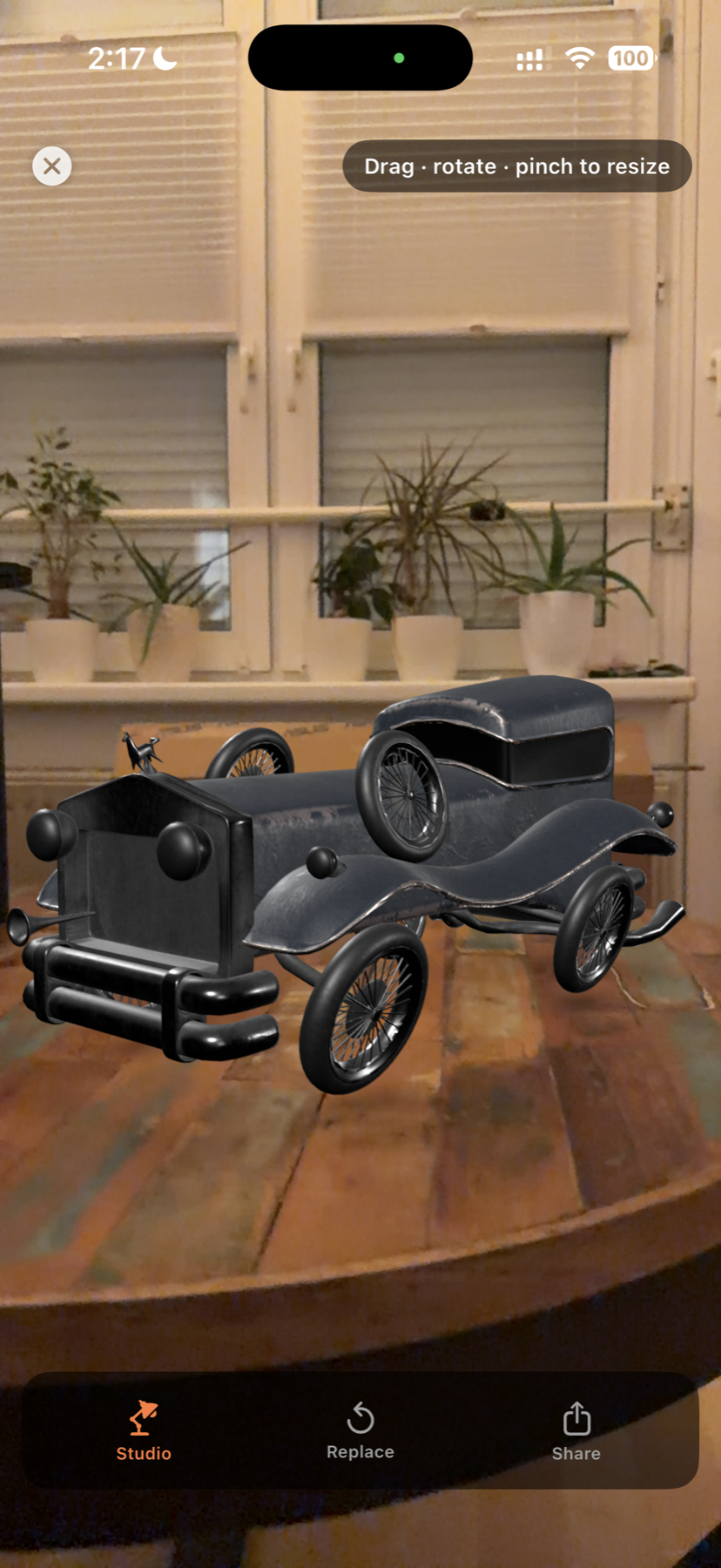 Blender model placed in the real world using AR