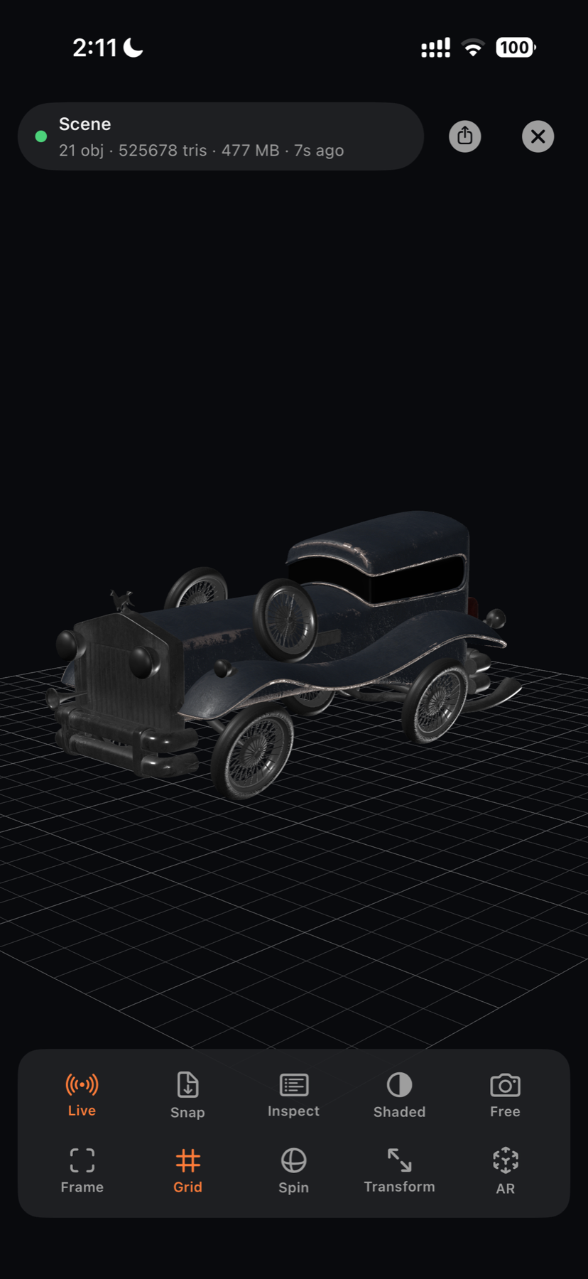 Blender scene rendered live in the Blender Viewer mobile viewport