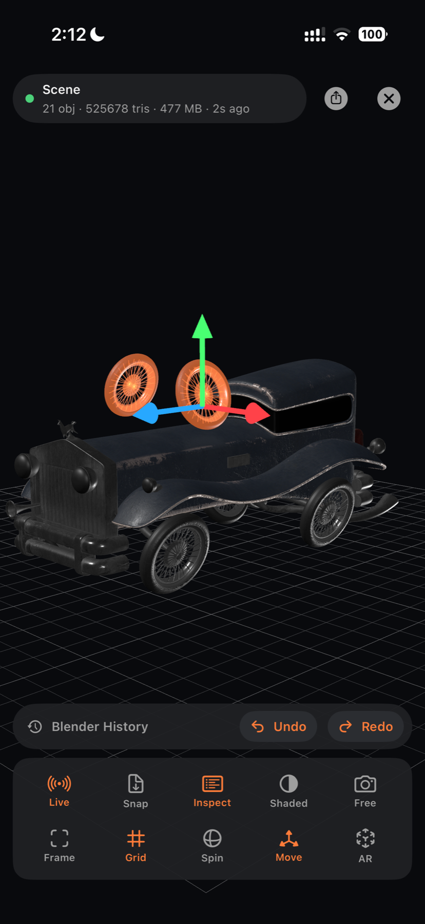 Move transform gizmo with Blender undo and redo history