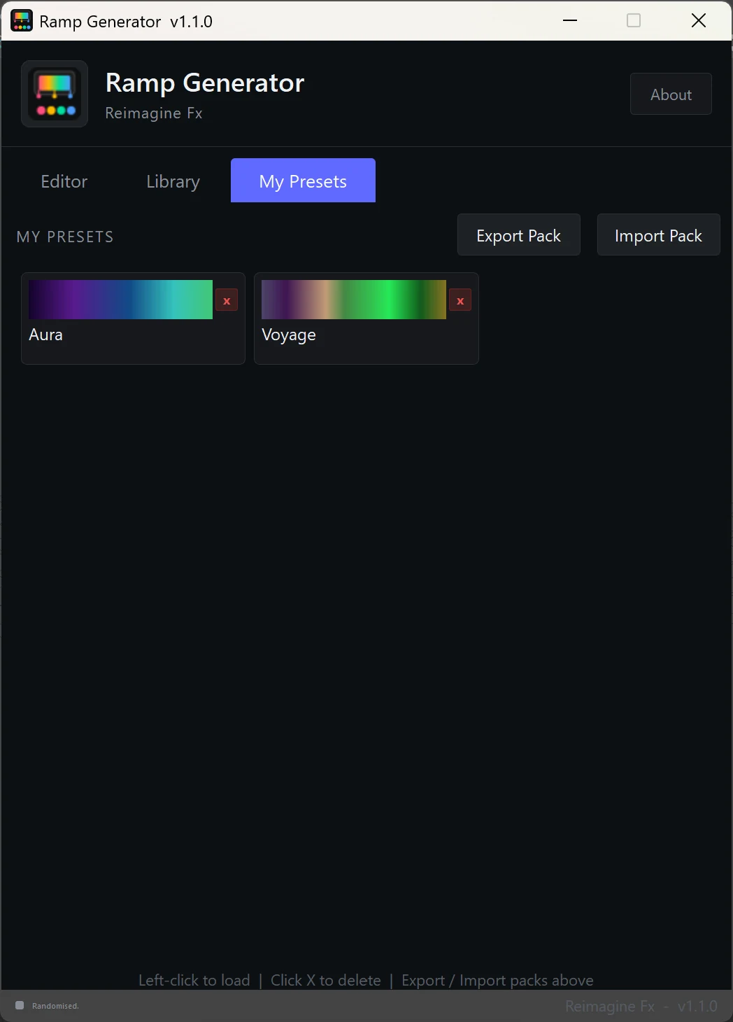 Ramp Generator My Presets tab