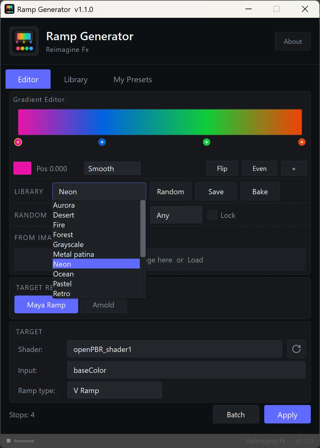 Ramp Generator category randomization controls