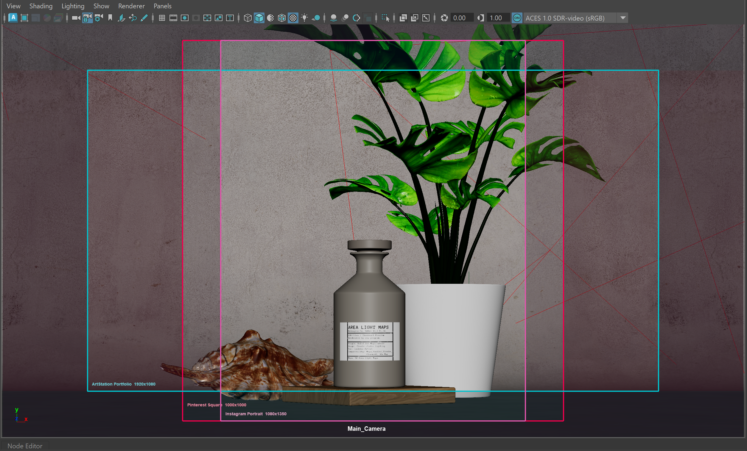 Reframe delivery guides shown in an Autodesk Maya viewport